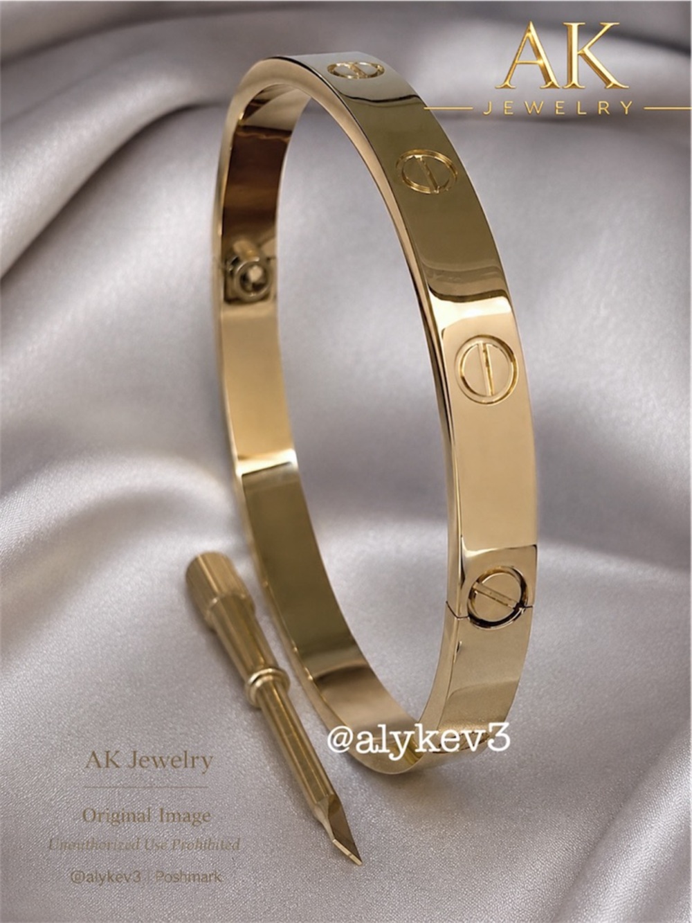 💎18k LUXURY Screw Tighten Closure, Cuff, Bracelet, High End - Picture 2 of 4